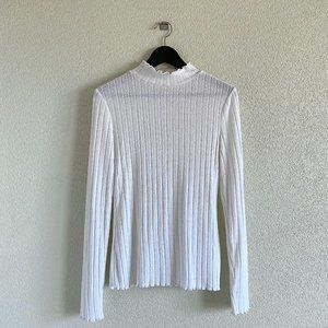 Mossimo Supply White Long-Sleeve Mock Neck Top